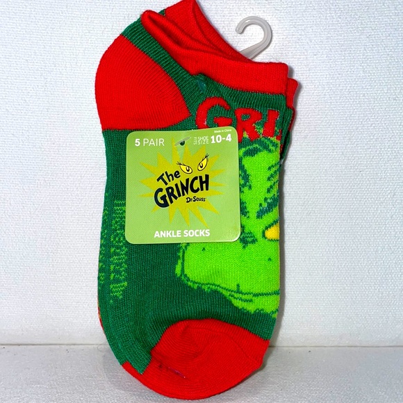 Other - Grinch Ankle Socks Kids 5 pair